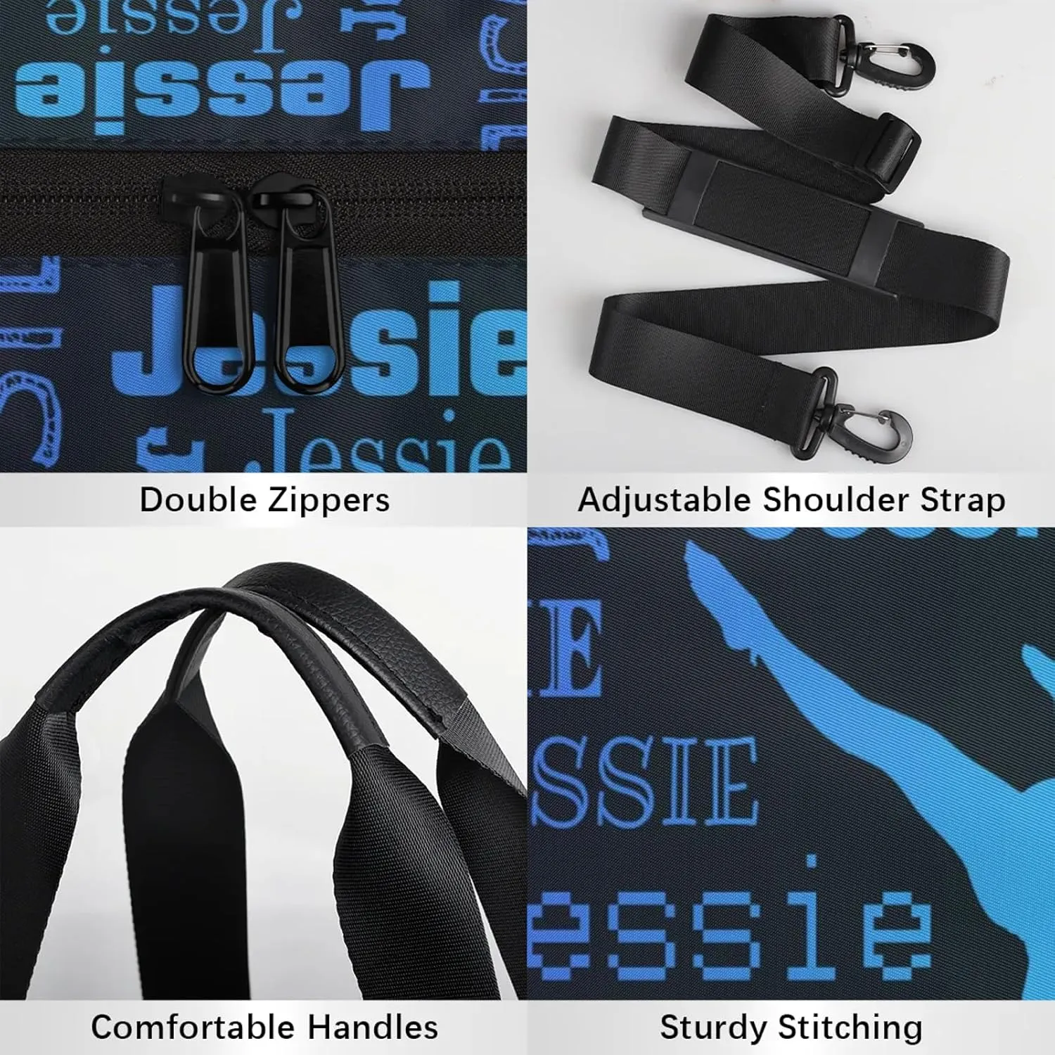 Custom Gymnastics Duffel Bag Personalized Sports Bag with Name Overnight Weekender Duffel Bag Customized Gym Sport Gifts for Women Men, Multi Blue