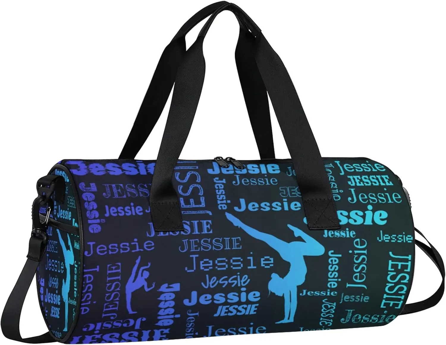 Custom Gymnastics Duffel Bag Personalized Sports Bag with Name Overnight Weekender Duffel Bag Customized Gym Sport Gifts for Women Men, Multi Blue