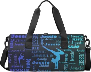 Custom Gymnastics Duffel Bag Personalized Sports Bag with Name Overnight Weekender Duffel Bag Customized Gym Sport Gifts for Women Men, Multi Blue