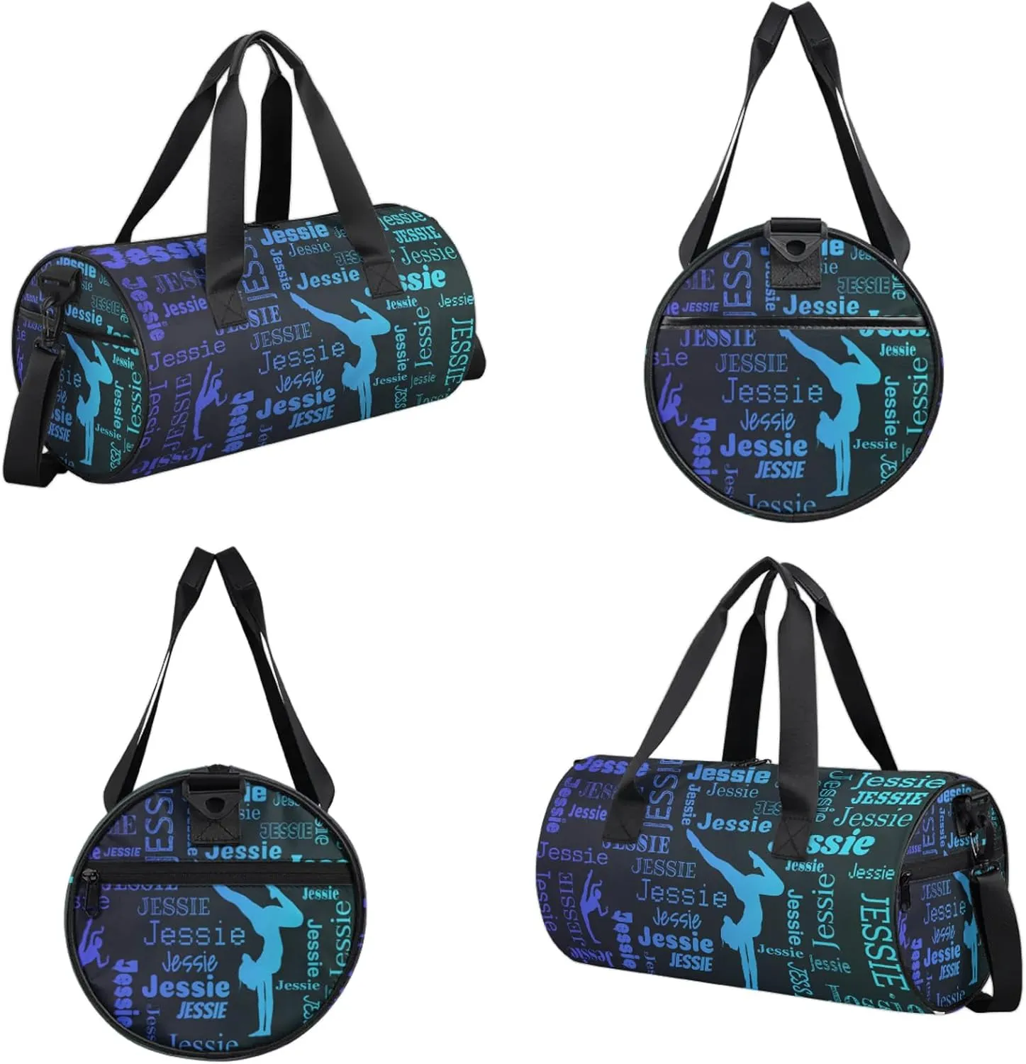 Custom Gymnastics Duffel Bag Personalized Sports Bag with Name Overnight Weekender Duffel Bag Customized Gym Sport Gifts for Women Men, Multi Blue