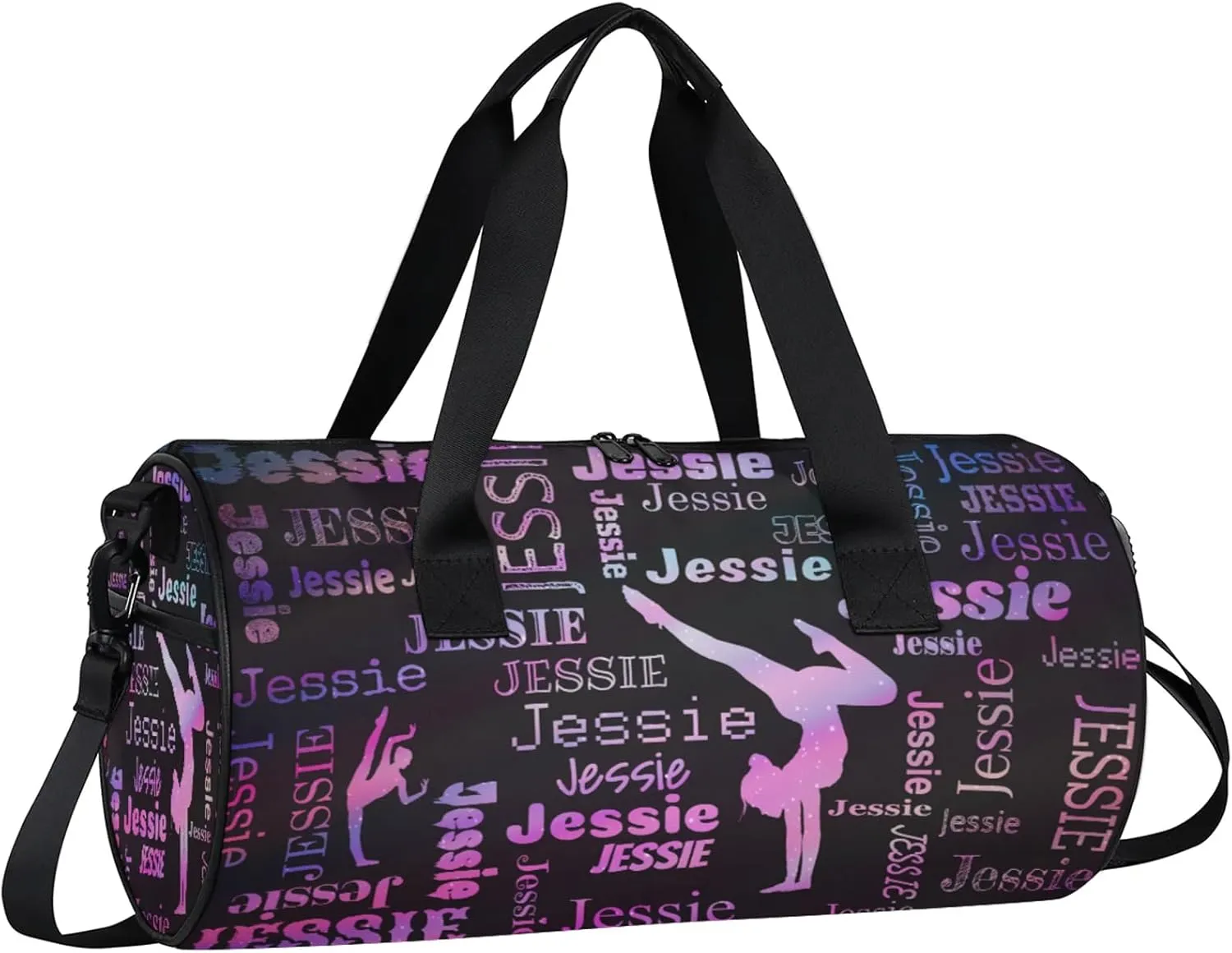 Custom Gymnastics Duffel Bag Personalized Sports Bag with Name Overnight Weekender Duffel Bag Customized Gym Sport Gifts for Women Men, Sparkly Stars
