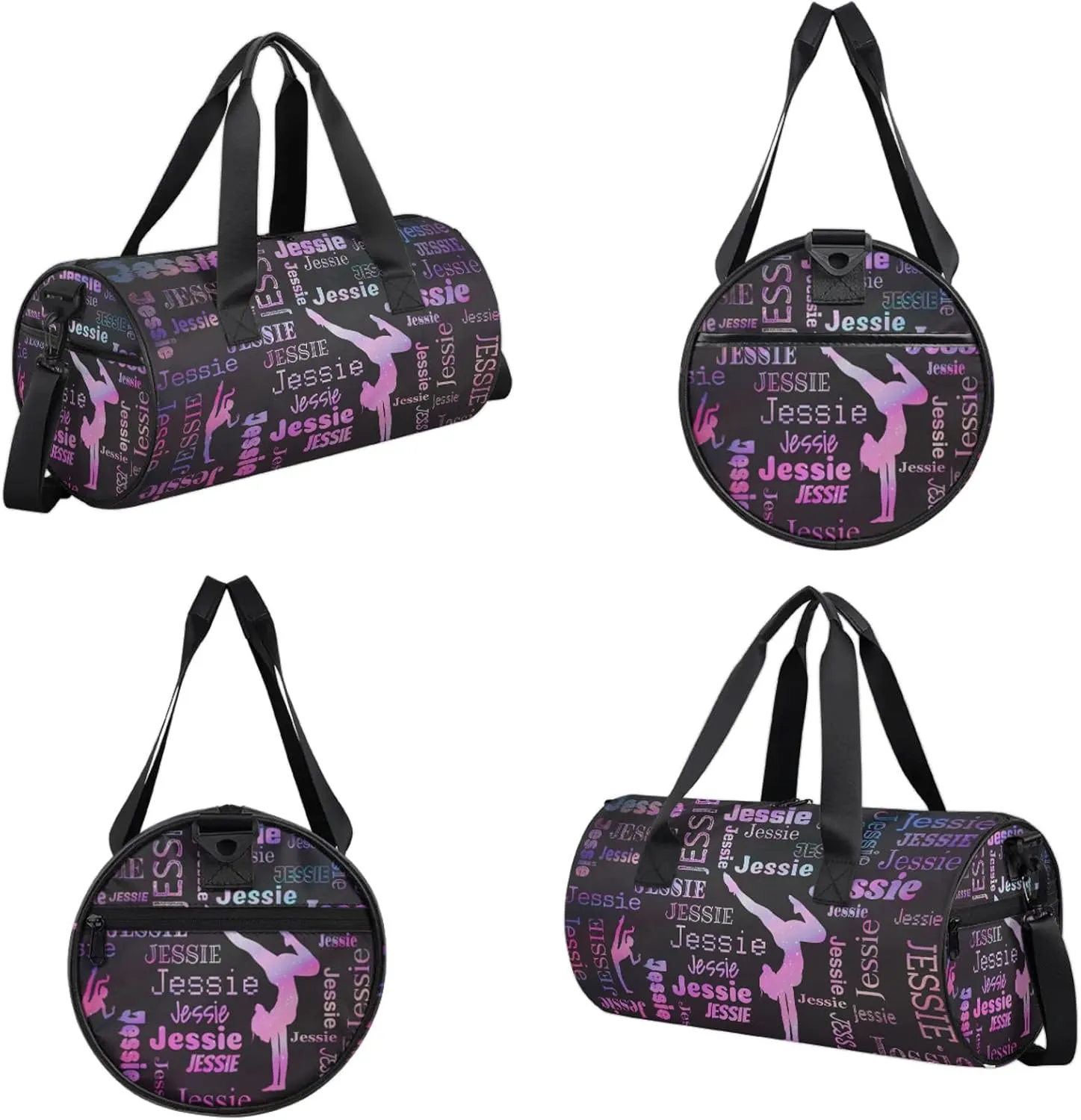 Custom Gymnastics Duffel Bag Personalized Sports Bag with Name Overnight Weekender Duffel Bag Customized Gym Sport Gifts for Women Men, Sparkly Stars