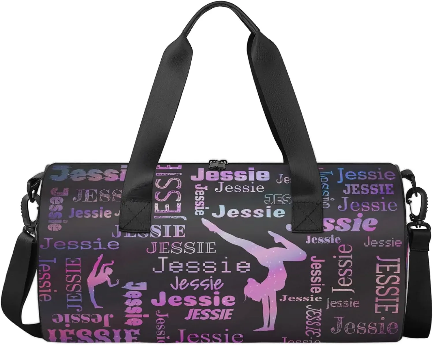 Custom Gymnastics Duffel Bag Personalized Sports Bag with Name Overnight Weekender Duffel Bag Customized Gym Sport Gifts for Women Men, Sparkly Stars
