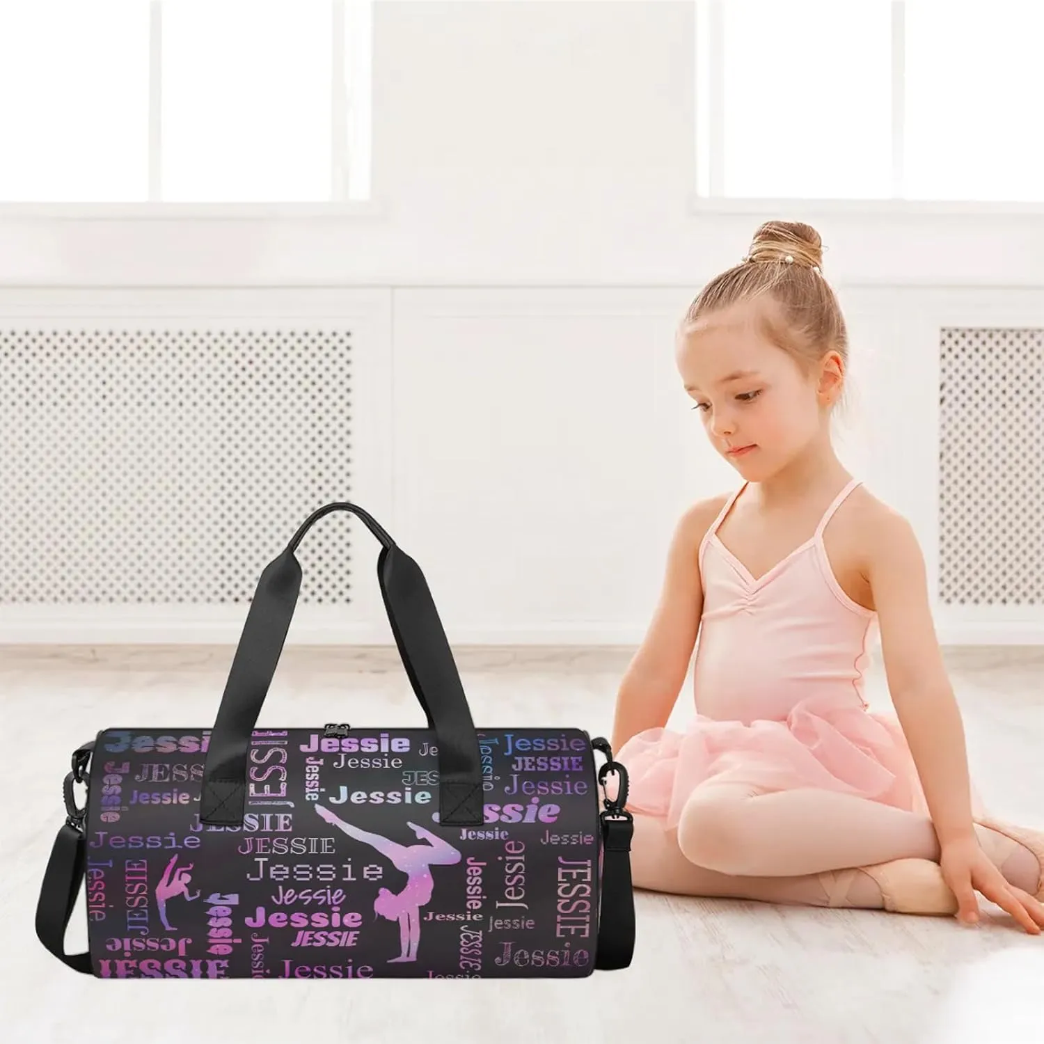 Custom Gymnastics Duffel Bag Personalized Sports Bag with Name Overnight Weekender Duffel Bag Customized Gym Sport Gifts for Women Men, Sparkly Stars