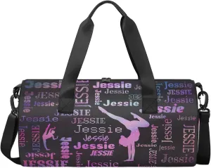 Custom Gymnastics Duffel Bag Personalized Sports Bag with Name Overnight Weekender Duffel Bag Customized Gym Sport Gifts for Women Men, Sparkly Stars