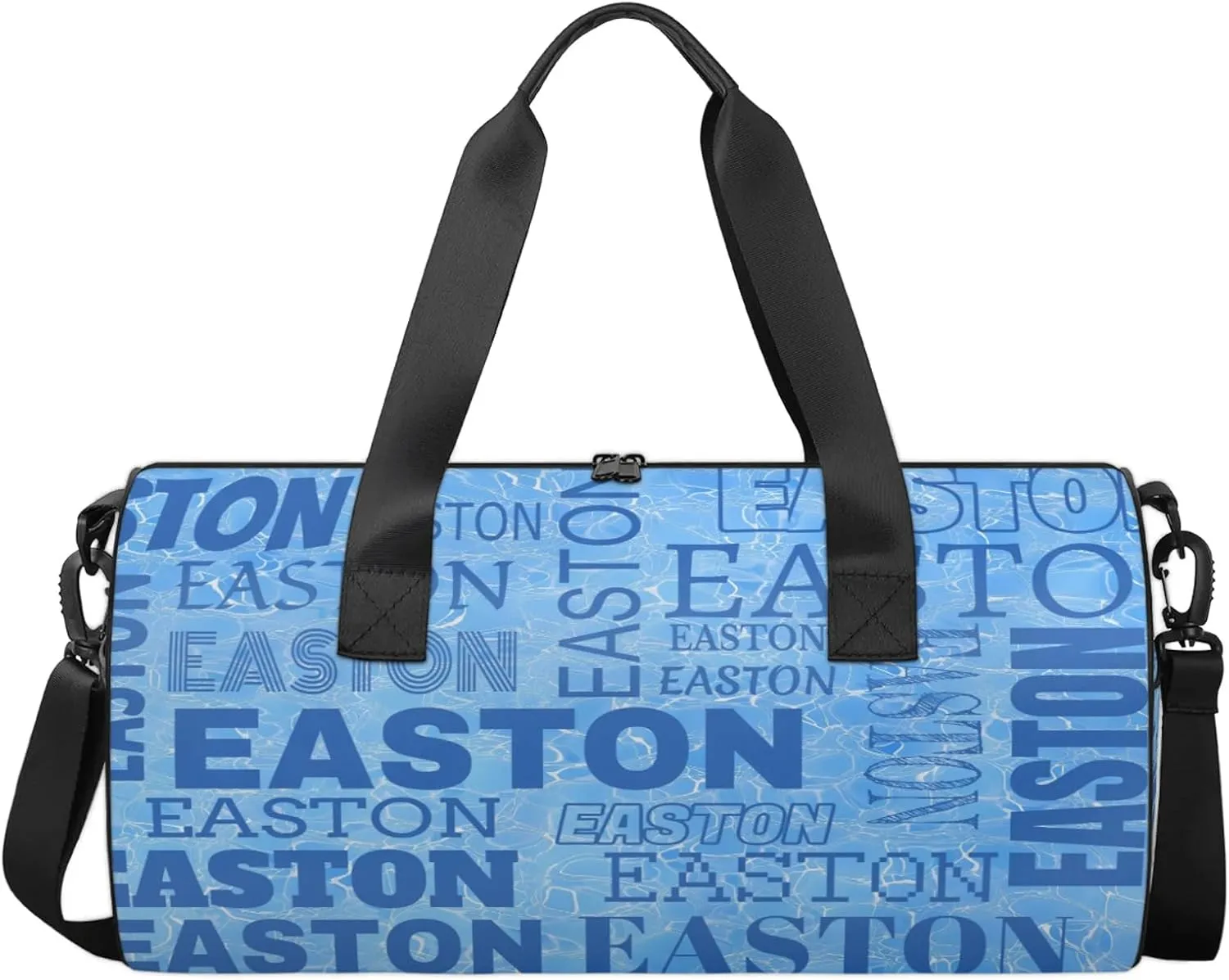 Custom Sport Gym Duffel Bag with Name Round Personalized Travel Overnight Bag Waterproof Customized Dance Bag Carry-On Tote 17.6in, Blue Cracked