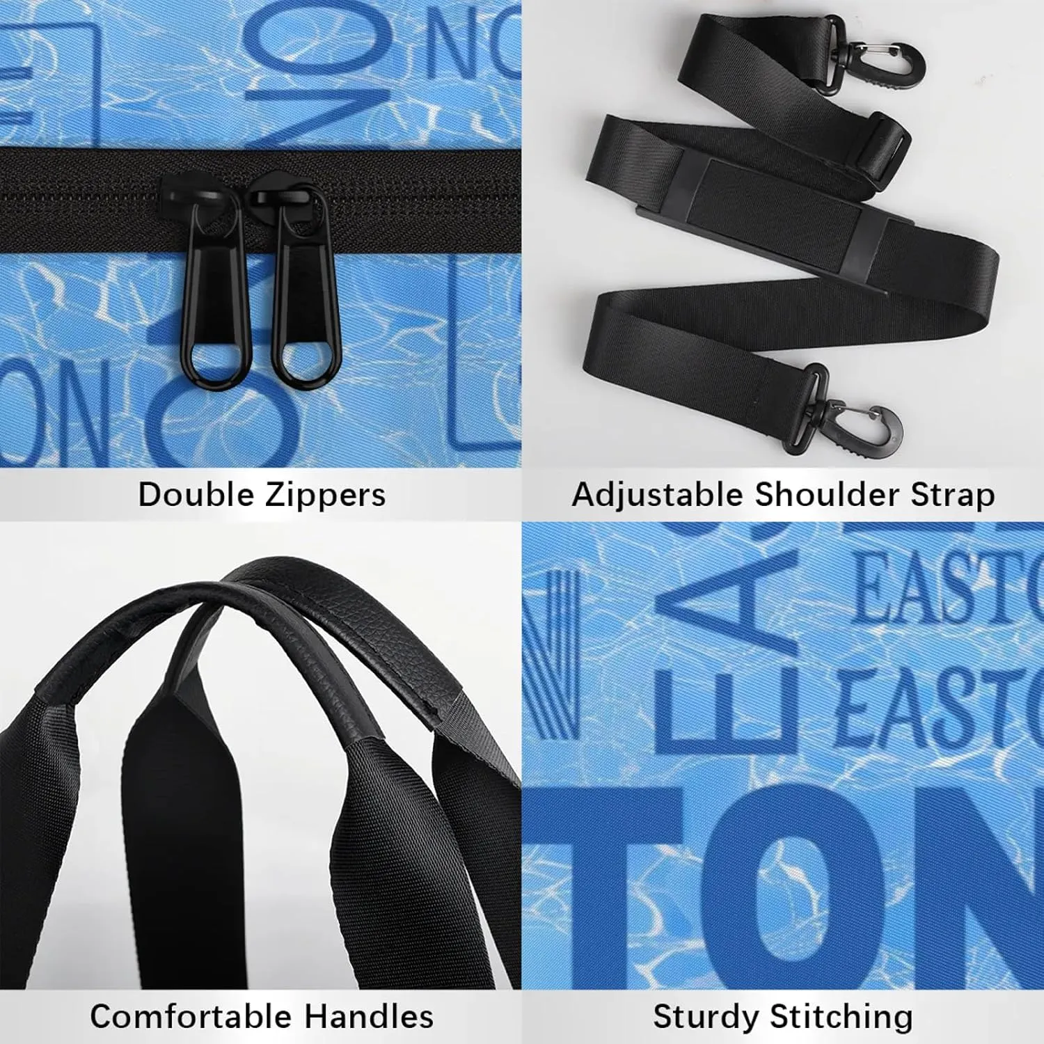 Custom Sport Gym Duffel Bag with Name Round Personalized Travel Overnight Bag Waterproof Customized Dance Bag Carry-On Tote 17.6in, Blue Cracked
