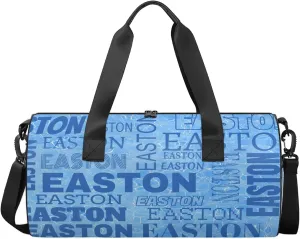 Custom Sport Gym Duffel Bag with Name Round Personalized Travel Overnight Bag Waterproof Customized Dance Bag Carry-On Tote 17.6in, Blue Cracked