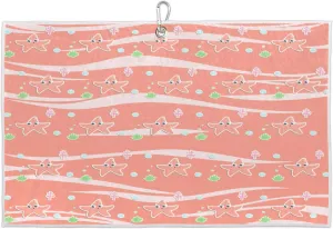Cute Cartoon Starfish Golf Towel with Heavy Duty Carabiner Clip Quick Dry Ultra Absorbent Club Ball Cleaning Towel Golf Accessories for Men Women