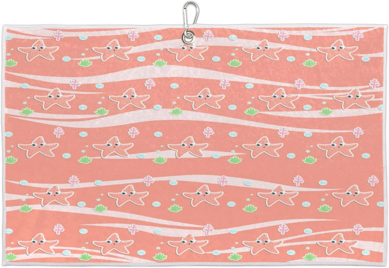 Cute Cartoon Starfish Golf Towel with Heavy Duty Carabiner Clip Quick Dry Ultra Absorbent Club Ball Cleaning Towel Golf Accessories for Men Women
