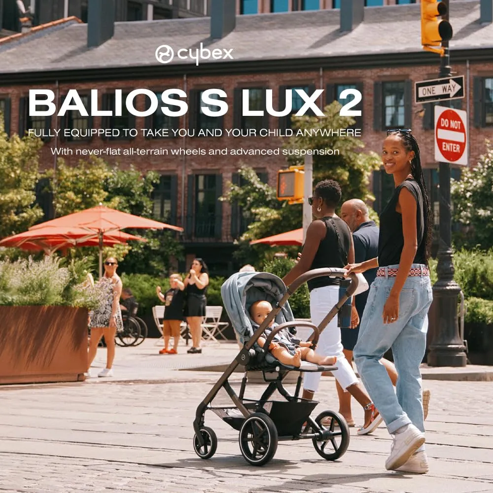 Cybex Balios S Lux Stroller FrontFacing or ParentFacing Seat Positions OneHand Fold Multiposition Recline Adjustable Leatherette Handlebar Infant, Lava Grey