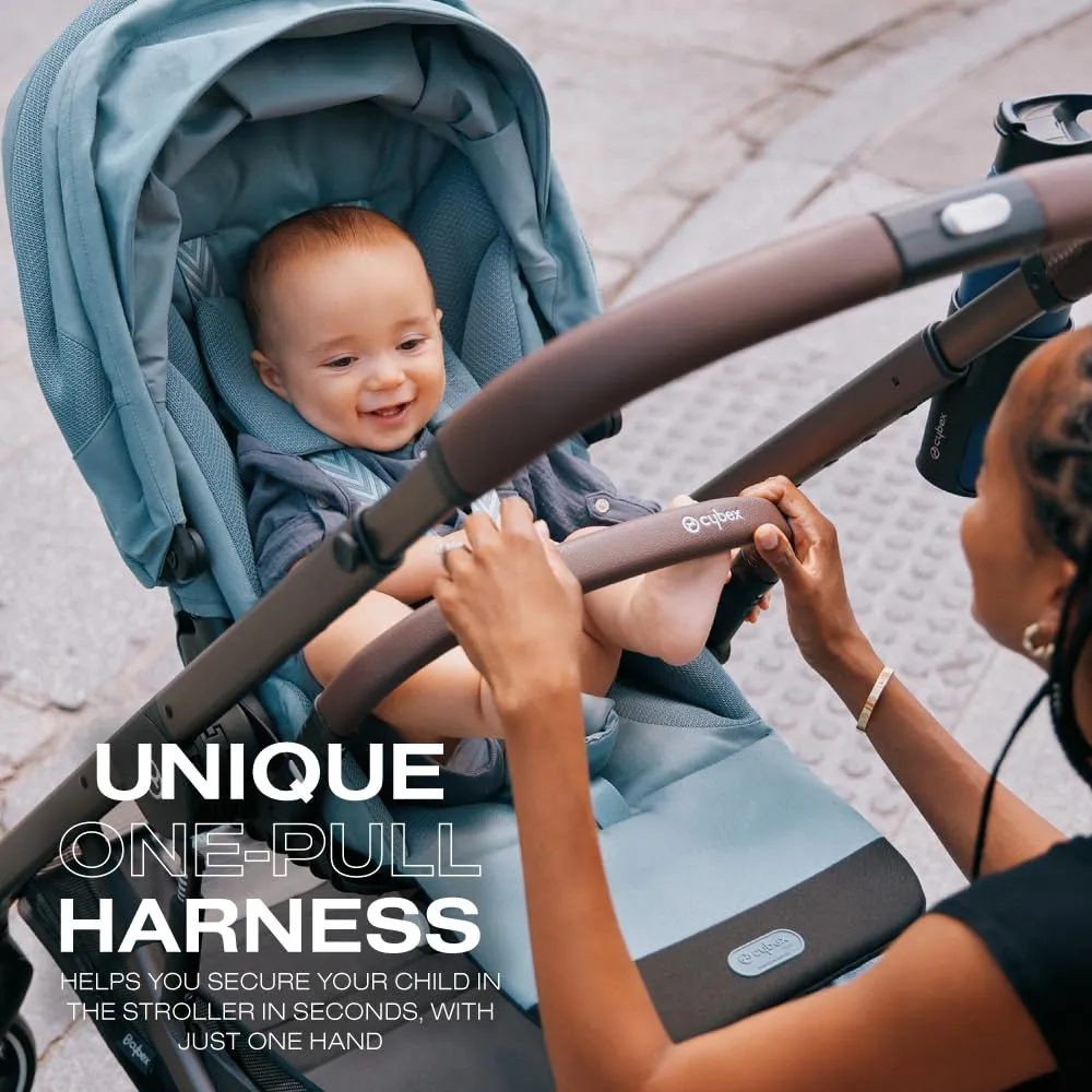 Cybex Balios S Lux Stroller FrontFacing or ParentFacing Seat Positions OneHand Fold Multiposition Recline Adjustable Leatherette Handlebar Infant, Lava Grey