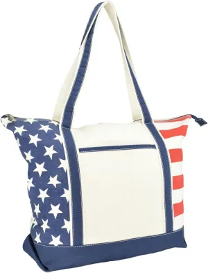 DALIX Flag Tote Bag USA American Pride Star Spangled Stars Stripes Shopping Grocery Bag