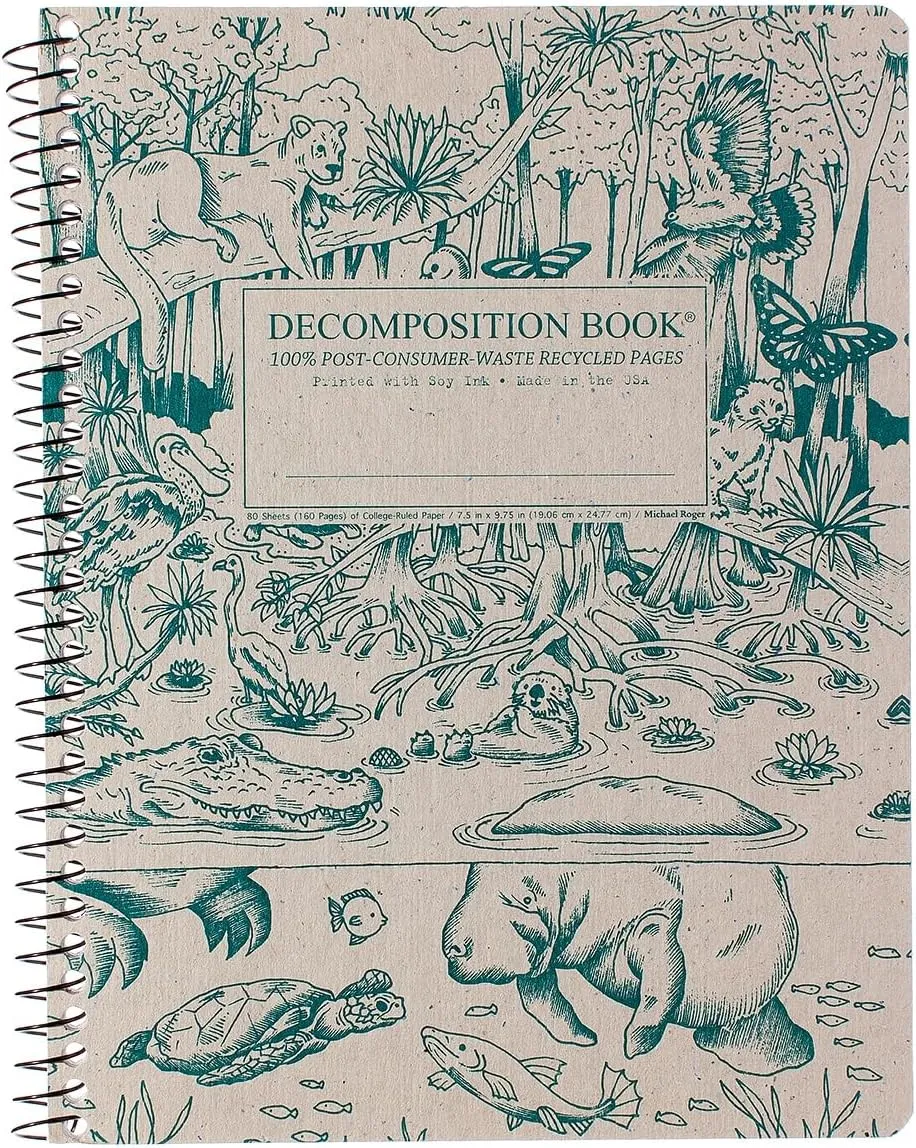 Decomposition Everglades College Ruled Spiral Notebook - 9.75 x 7.5 Journal with 160 Lined Pages - 100% Recycled Paper - Notebooks for School Supplies, Home & Office - Made in USA