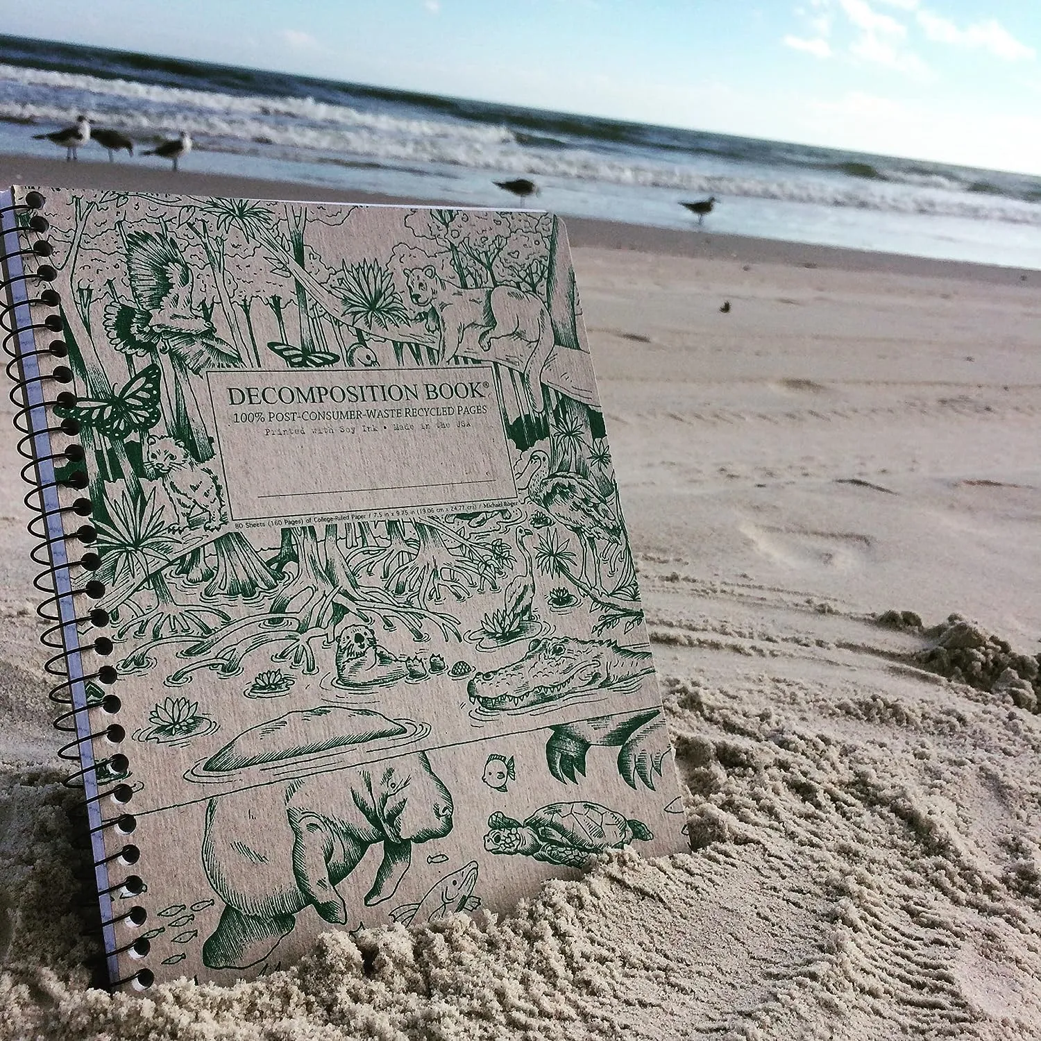 Decomposition Everglades College Ruled Spiral Notebook - 9.75 x 7.5 Journal with 160 Lined Pages - 100% Recycled Paper - Notebooks for School Supplies, Home & Office - Made in USA