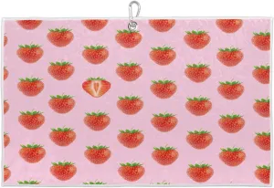 Delicious Strawberries Golf Towel with Heavy Duty Carabiner Clip Quick Dry Ultra Absorbent Club Ball Cleaning Towel Golf Accessories for Men Women