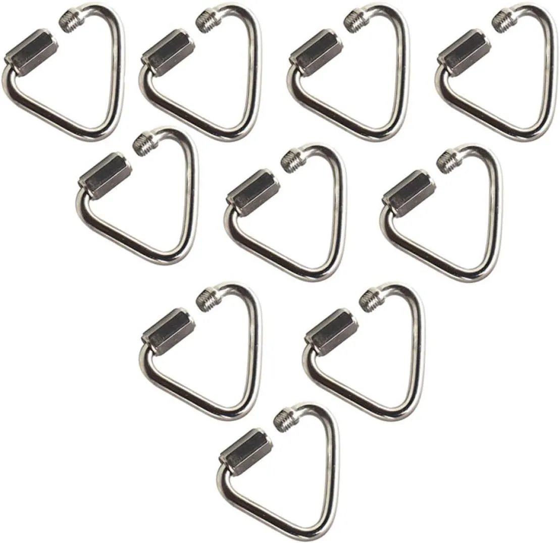 Delta Carabiner Stainless Steel Delta Quick Link Connector Heavy Duty Screw Lock Carabiner Clips for Camping Hiking M3.5 10PCS,Delta Quick Link