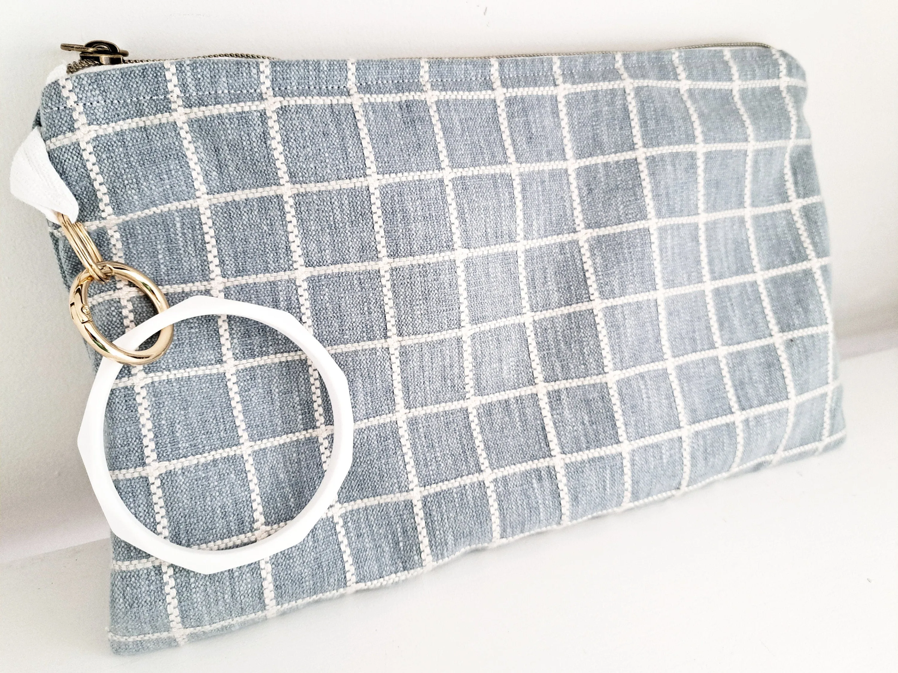 Denim Plaid Clutch Bag