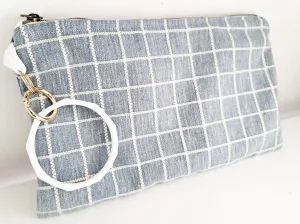 Denim Plaid Clutch Bag