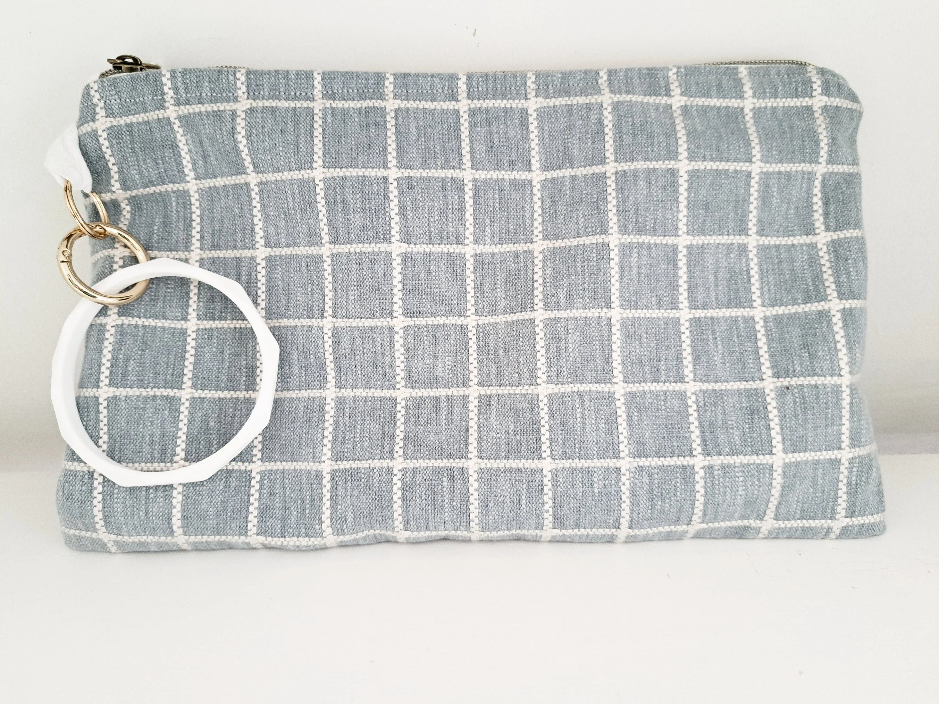 Denim Plaid Clutch Bag