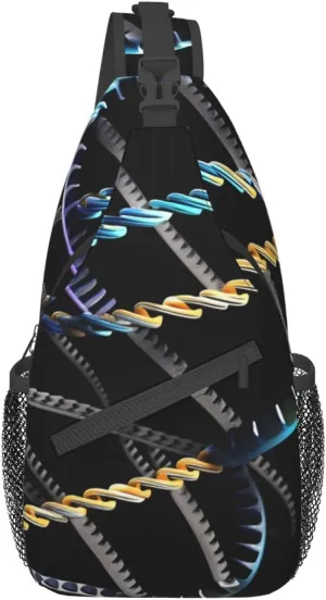 DNA Chain Photoes Print Sling Backpack, Sling Bag, Crossbody Chest Bag Daypack, for Hiking Travel