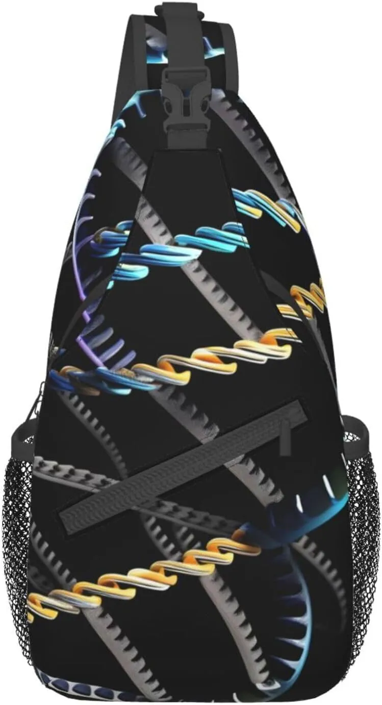 DNA Chain Photoes Print Sling Backpack, Sling Bag, Crossbody Chest Bag Daypack, for Hiking Travel