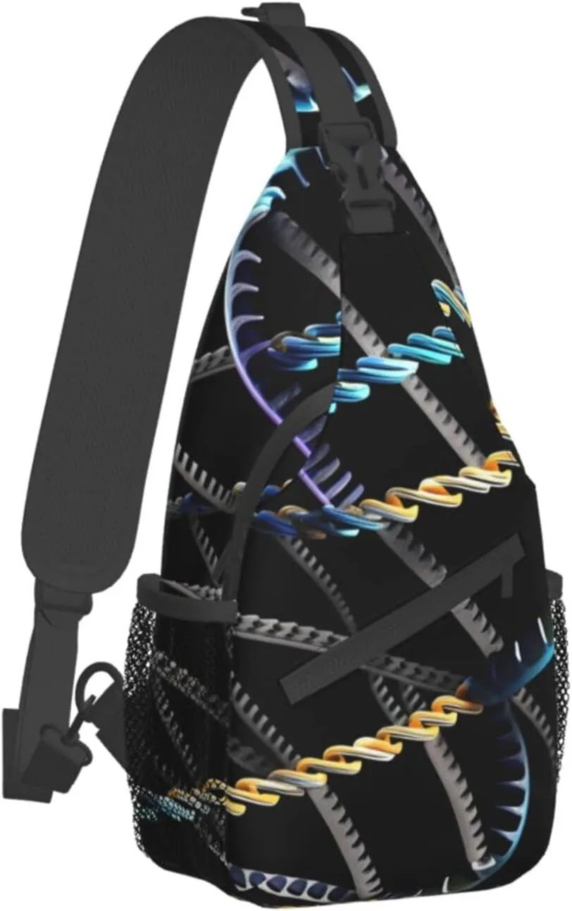 DNA Chain Photoes Print Sling Backpack, Sling Bag, Crossbody Chest Bag Daypack, for Hiking Travel