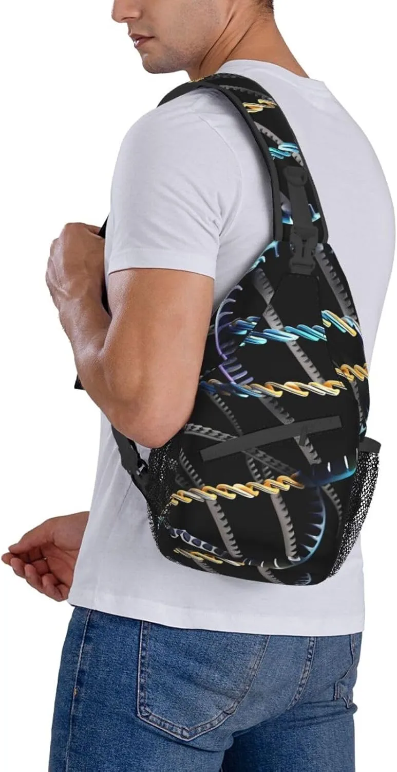 DNA Chain Photoes Print Sling Backpack, Sling Bag, Crossbody Chest Bag Daypack, for Hiking Travel