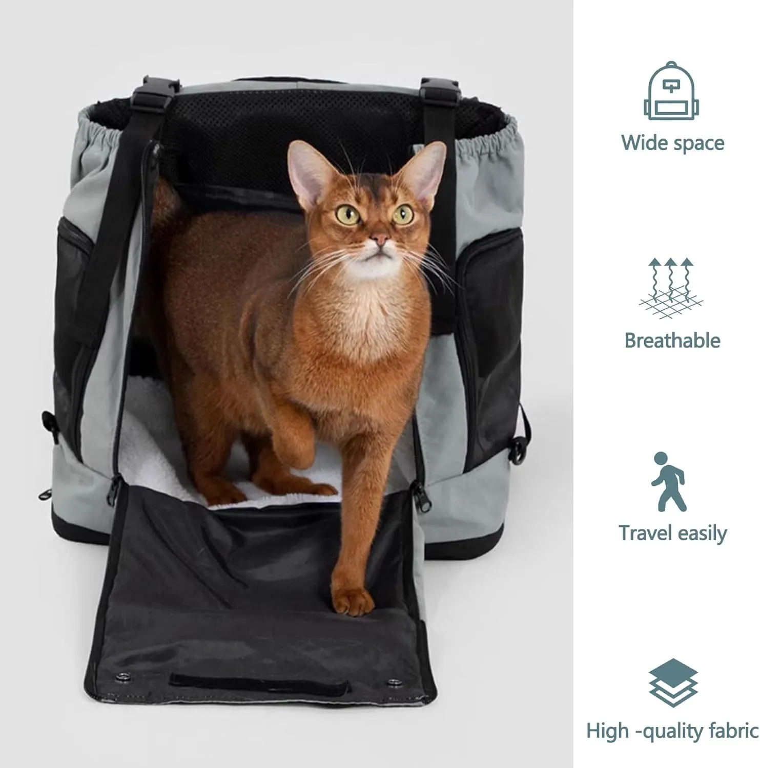 Dog Backpack, Airline Approved Cat Backpacks with Inner Safety Leash, Super Ventilated Design, Pet Backpack for Travel, Hiking, Camping(Brown)