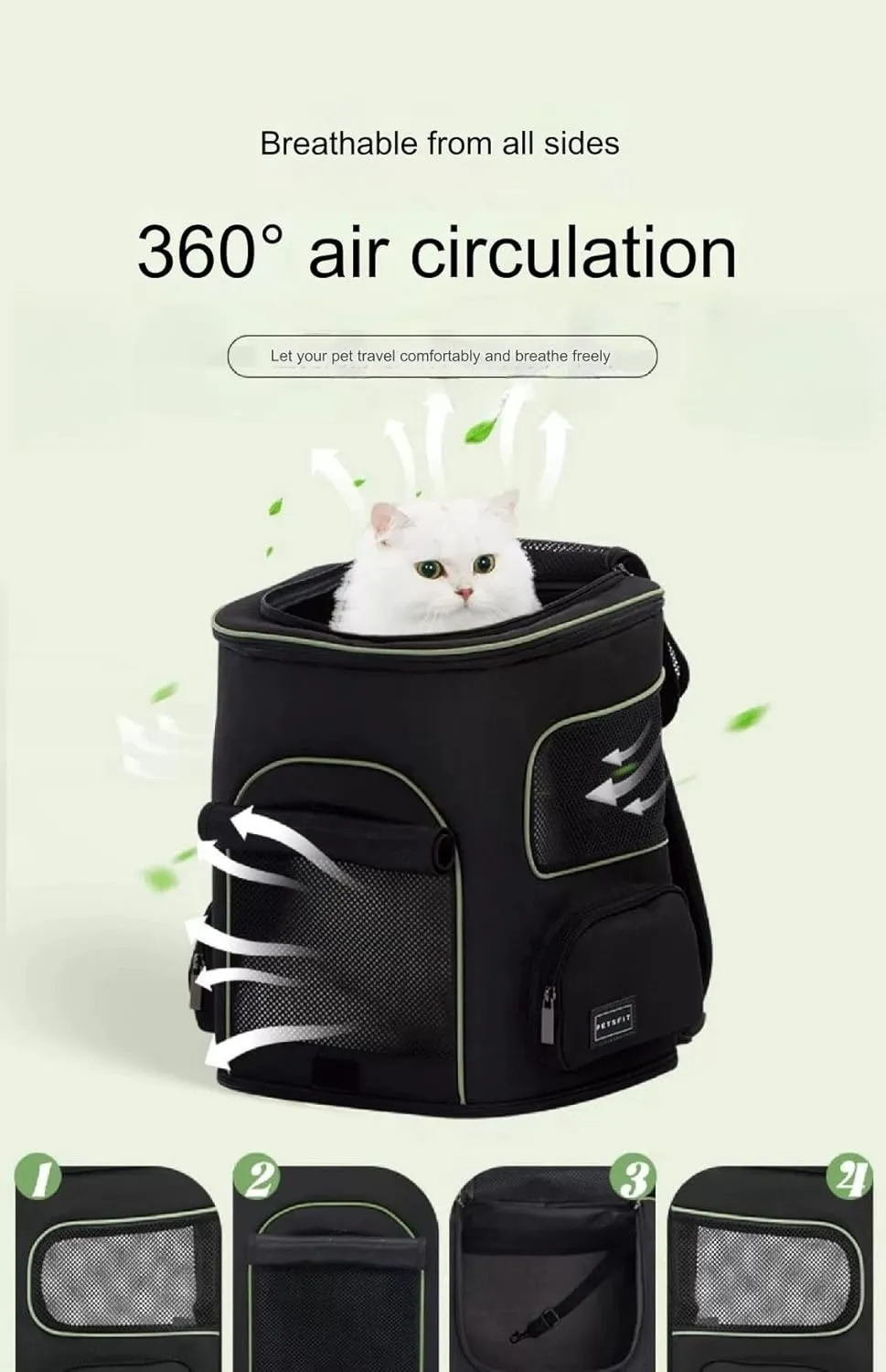 Dog Backpack Bag, Airline Approved Cat Backpack for Carrying Small Large Cats, Pet Bag Backpack, Ventilated Soft Side for Travel, Hiking, Camping, Max 18 Lbs(Black)