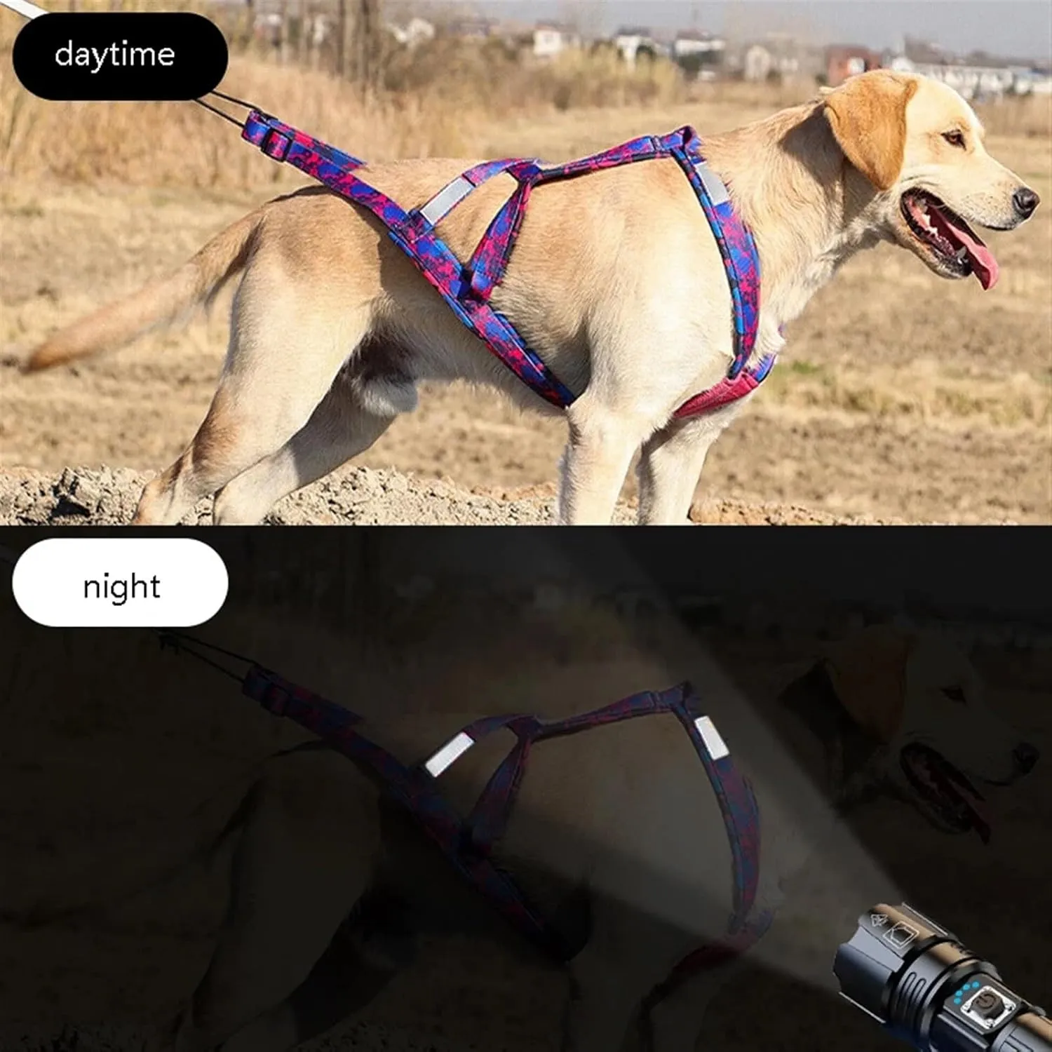 Dog Sledding Harness,Dog Pulling Harness Dog Weight Pulling Harness,Skijoring Speed Training,Work Out Dog Sled Harness for Medium,Large Dogs Harness(Blue,L)