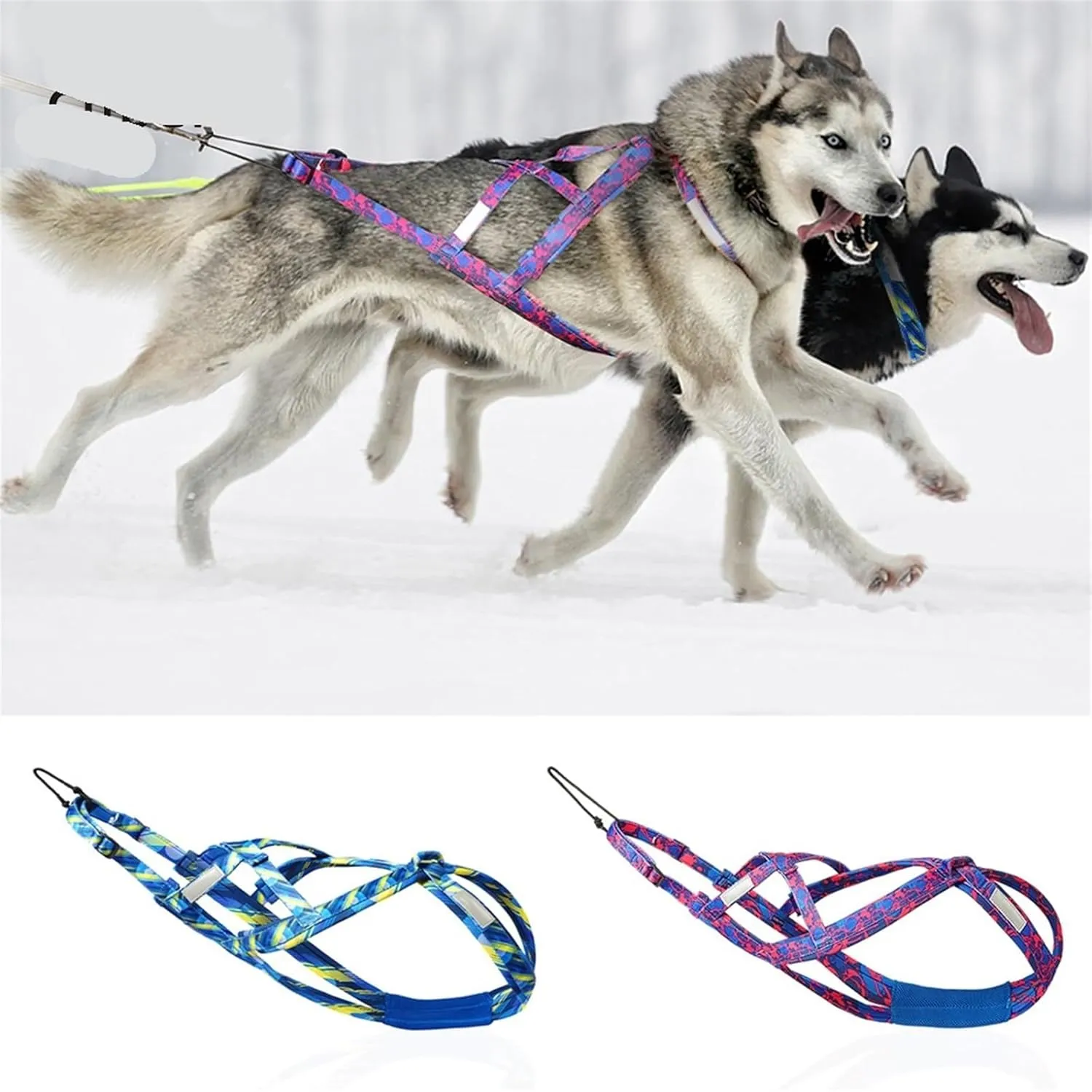 Dog Sledding Harness,Dog Pulling Harness Dog Weight Pulling Harness,Skijoring Speed Training,Work Out Dog Sled Harness for Medium,Large Dogs Harness(Blue,L)