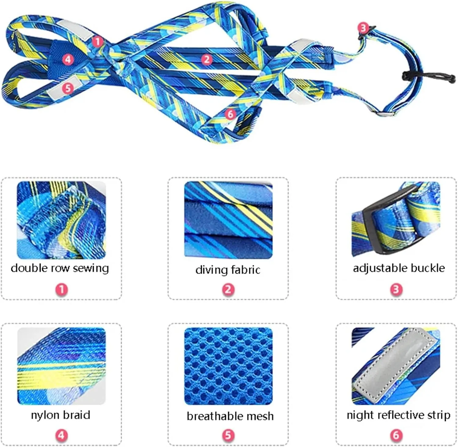 Dog Sledding Harness,Dog Pulling Harness Dog Weight Pulling Harness,Skijoring Speed Training,Work Out Dog Sled Harness for Medium,Large Dogs Harness(Blue,L)
