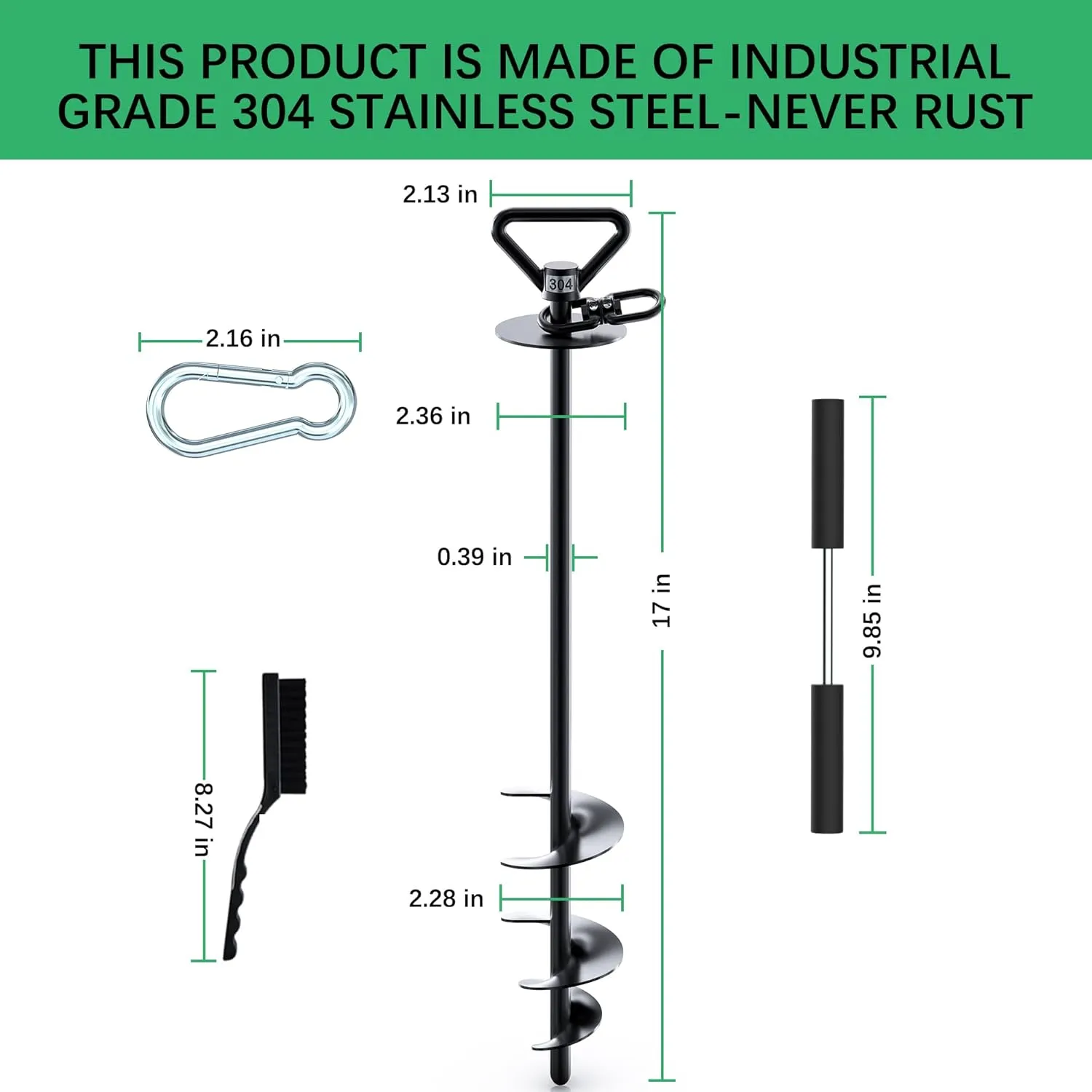Dog Tie Out Stake-Heavy Duty 304 Stainless Steel Dog Runner, Ground Anchor with 360° Swivel & Anti-Tangle,Use Any for to 210LBS Dogs- Dog Stakes for Outside Camping, Suitable for Any Dog Cable