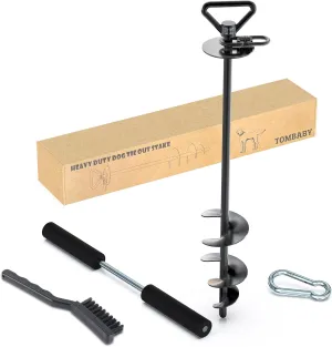 Dog Tie Out Stake-Heavy Duty 304 Stainless Steel Dog Runner, Ground Anchor with 360° Swivel & Anti-Tangle,Use Any for to 210LBS Dogs- Dog Stakes for Outside Camping, Suitable for Any Dog Cable