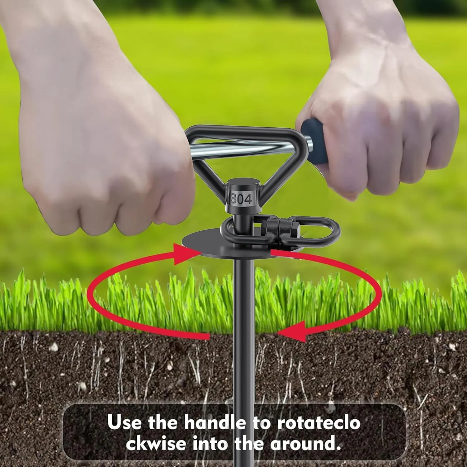 Dog Tie Out Stake-Heavy Duty 304 Stainless Steel Dog Runner, Ground Anchor with 360° Swivel & Anti-Tangle,Use Any for to 210LBS Dogs- Dog Stakes for Outside Camping, Suitable for Any Dog Cable