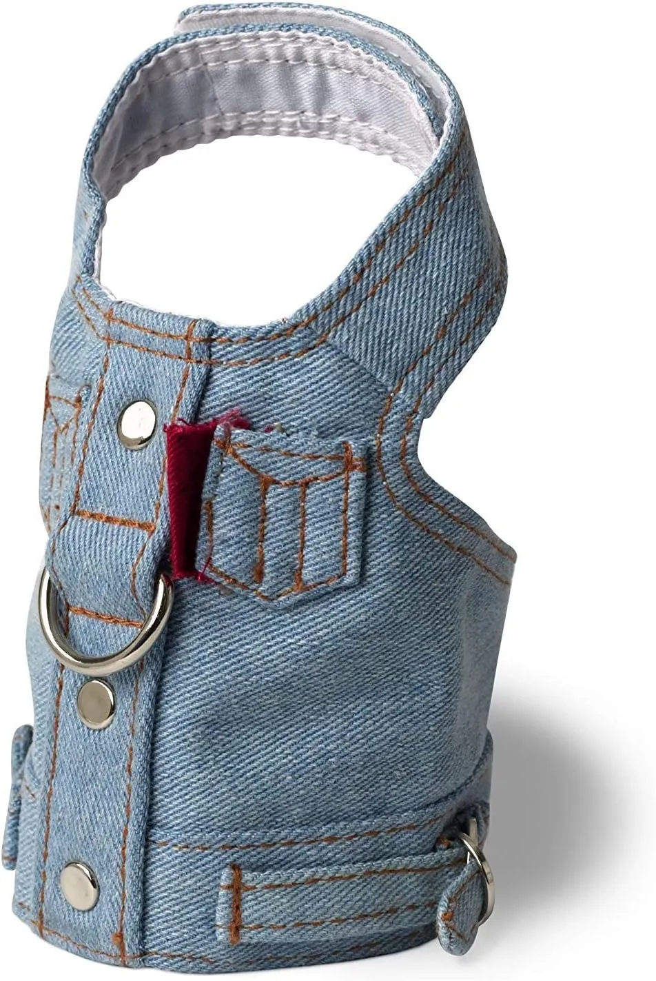 Doggles Dog Harness Jean Jacket, Blue, Small
