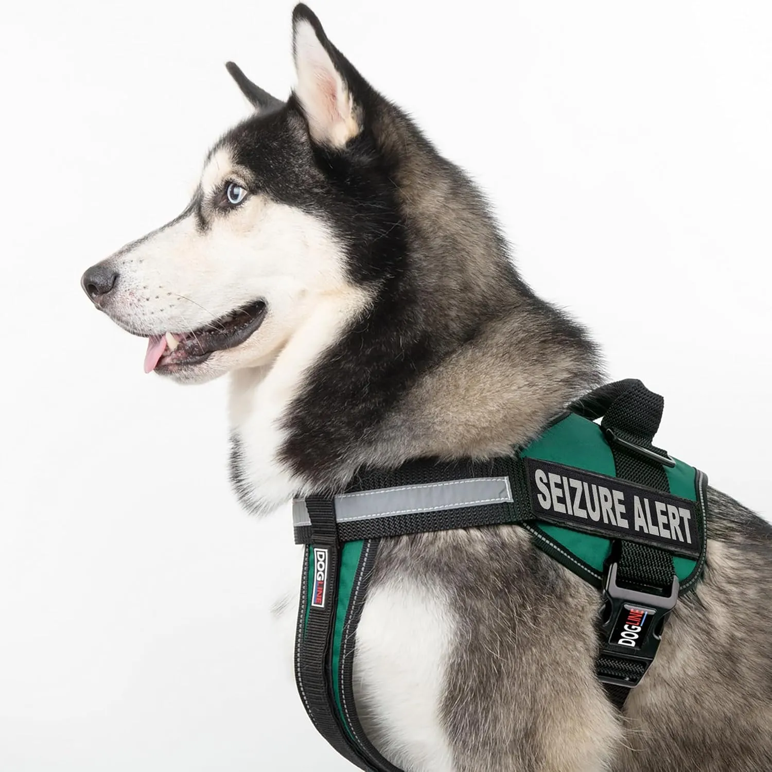 Dogline Unimax Multi-Purpose Dog Harness Vest with Seizure Alert Patches Adjustable Straps, Comfy Fit, Breathable Neoprene for Service, Identification and Training Dogs Teal Extra Girth 15"-19"