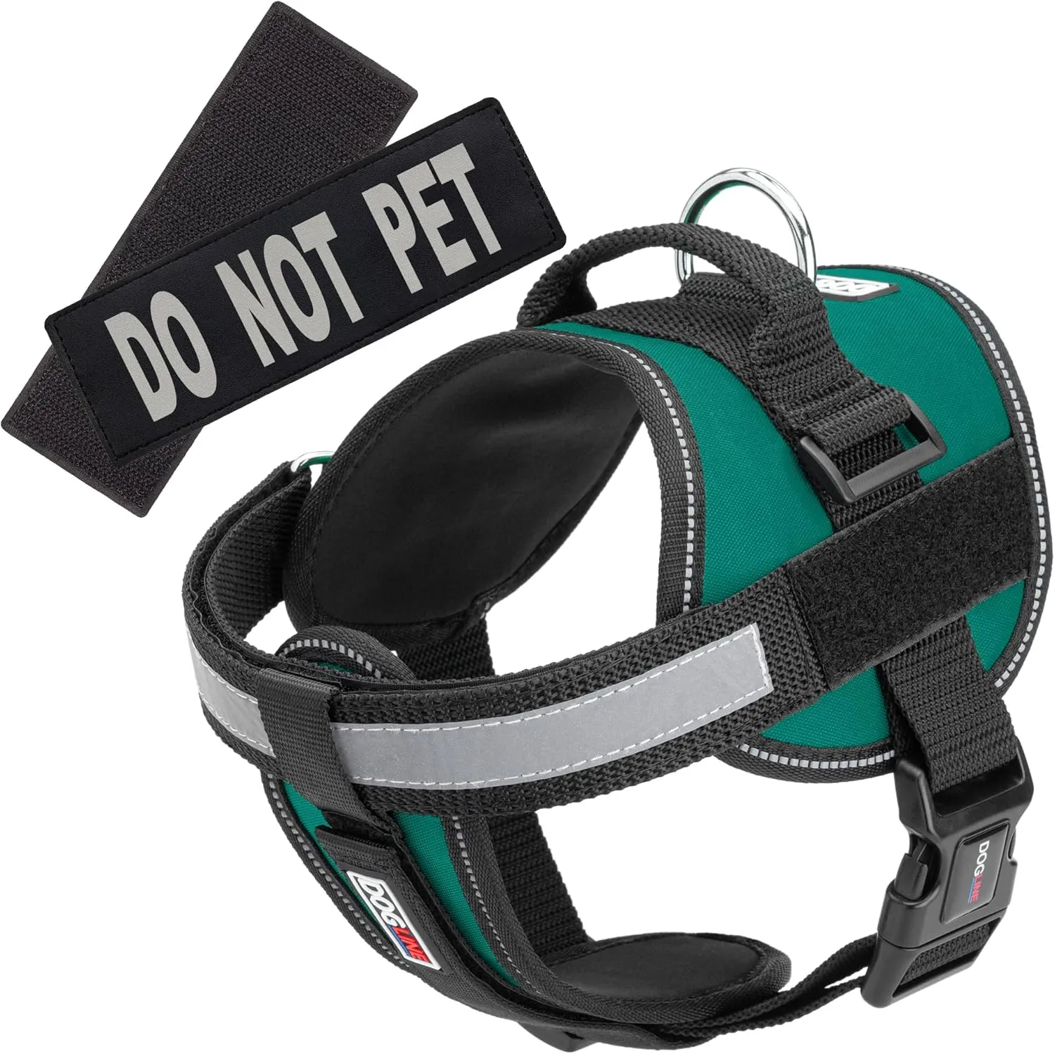 Dogline Unimax Multi-Purpose Vest Harness for Dogs and Removable Do Not Pet Patches Patches Teal Large 28" - 38"