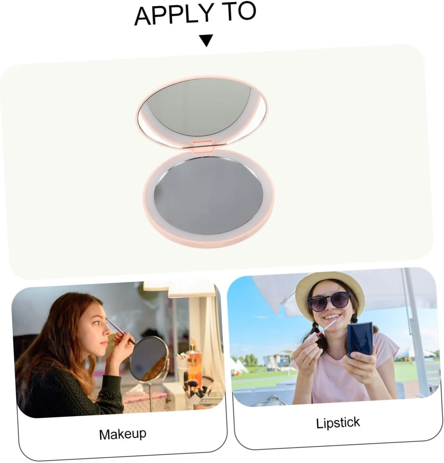 DOITOOL 2 Sets Led Makeup Mirror Compact Travel Mirror Plastic 5X Magnification for Cosmetics Women's Vanity