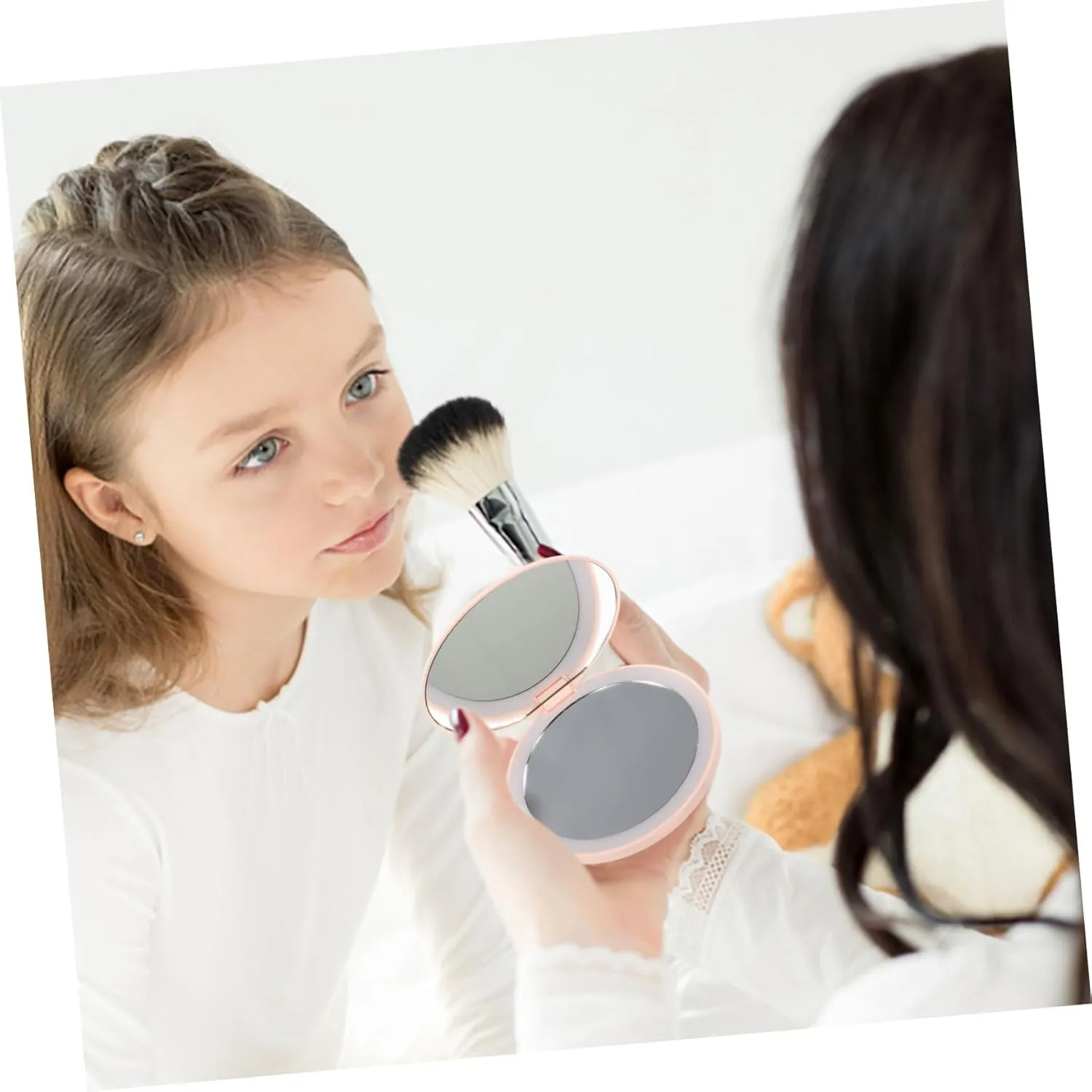 DOITOOL 2 Sets Led Makeup Mirror Compact Travel Mirror Plastic 5X Magnification for Cosmetics Women's Vanity