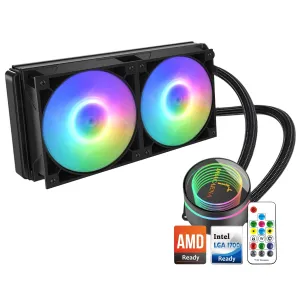 Dracaena.io AIO CPU Cooler, Color Change Remote, 240mm Radiator, ARGB PWM Fans Quiet Less Than 27DBA, Compatible with AMD AM5/AM4-Intel LGA 1700/1200/115X, Leakproof Technology, High Flow Pump, Black