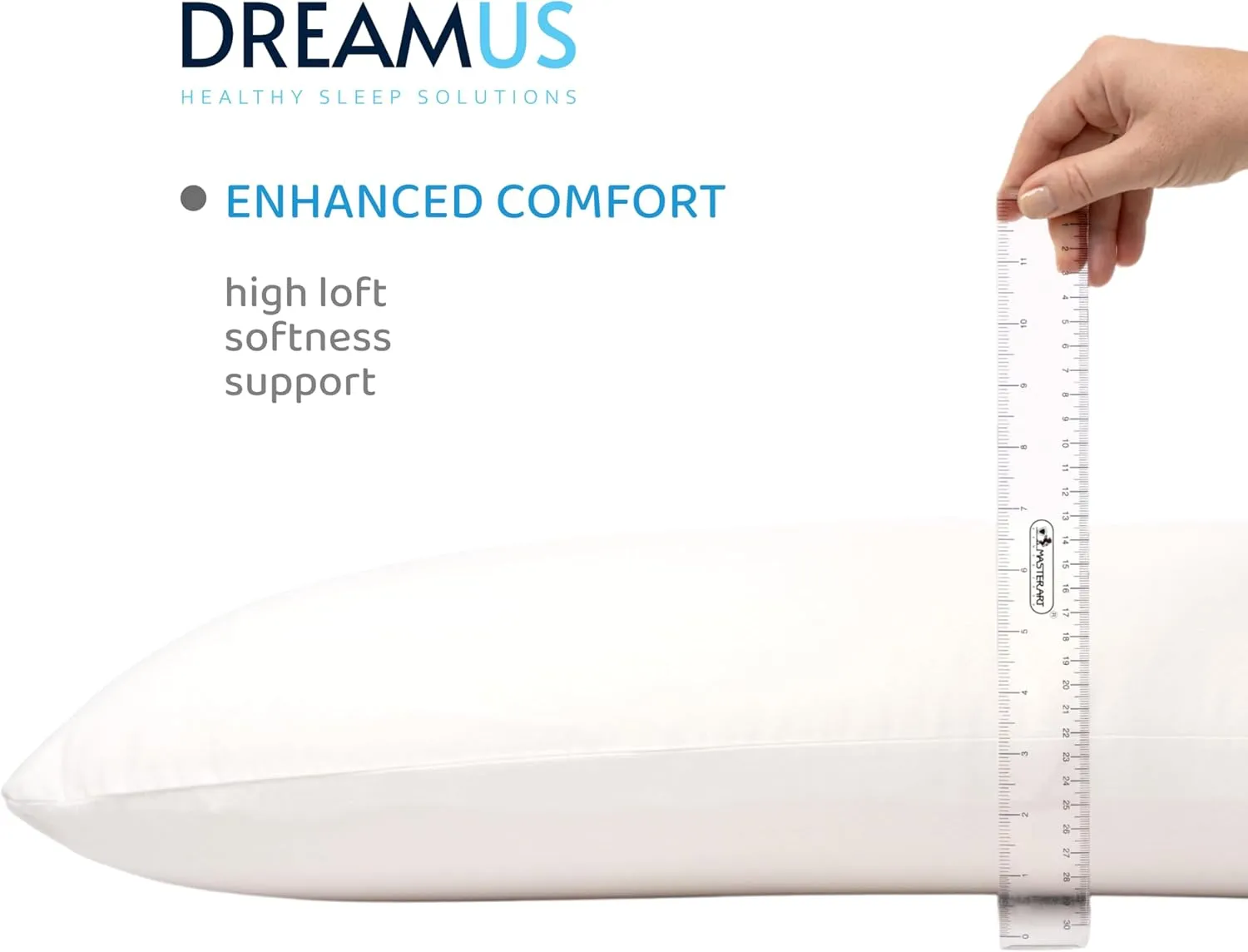 DREAMUS Natural Talalay Latex Pillow King Size High Loft (Medium Soft)