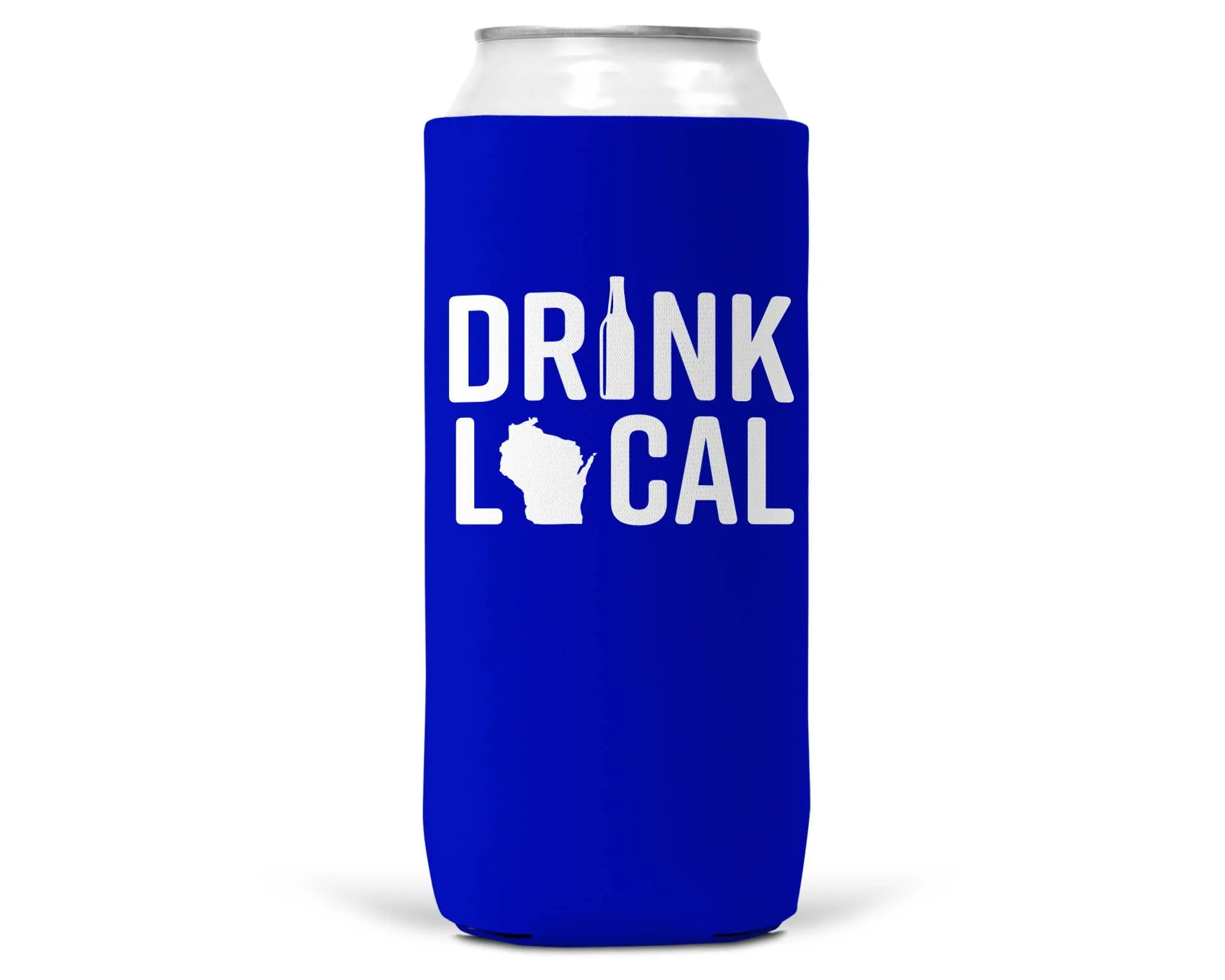 Drink Local Wisconsin SLIM CAN Koozie/Coozie for 12 oz Slim