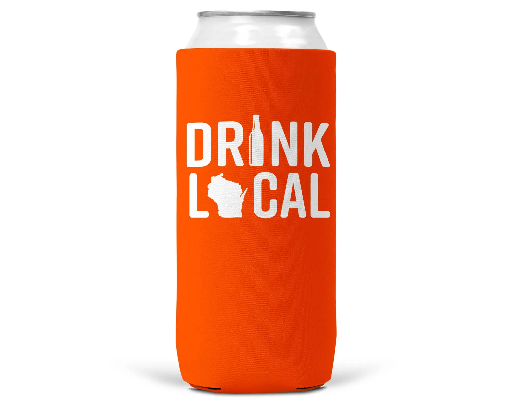 Drink Local Wisconsin SLIM CAN Koozie/Coozie for 12 oz Slim