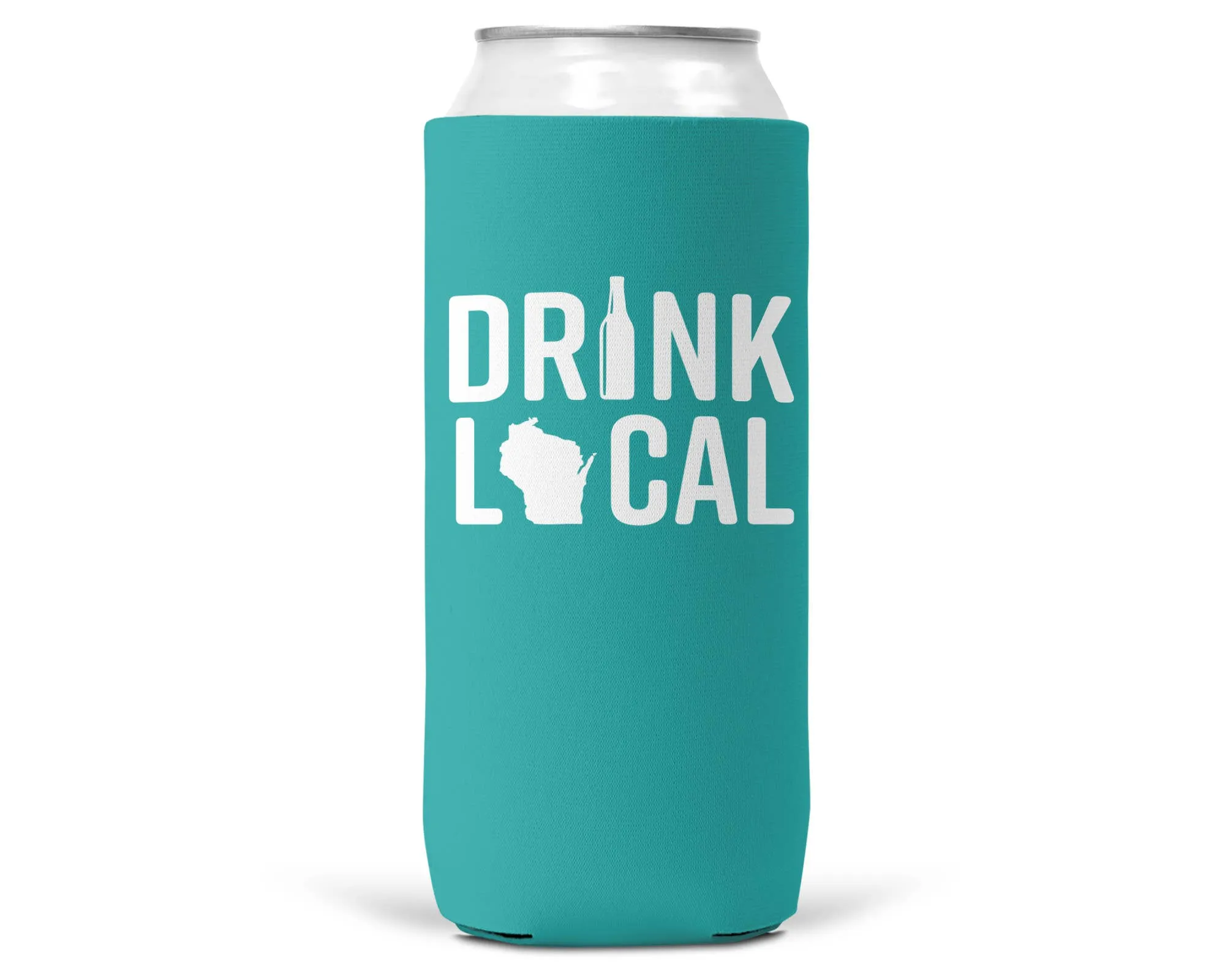 Drink Local Wisconsin SLIM CAN Koozie/Coozie for 12 oz Slim