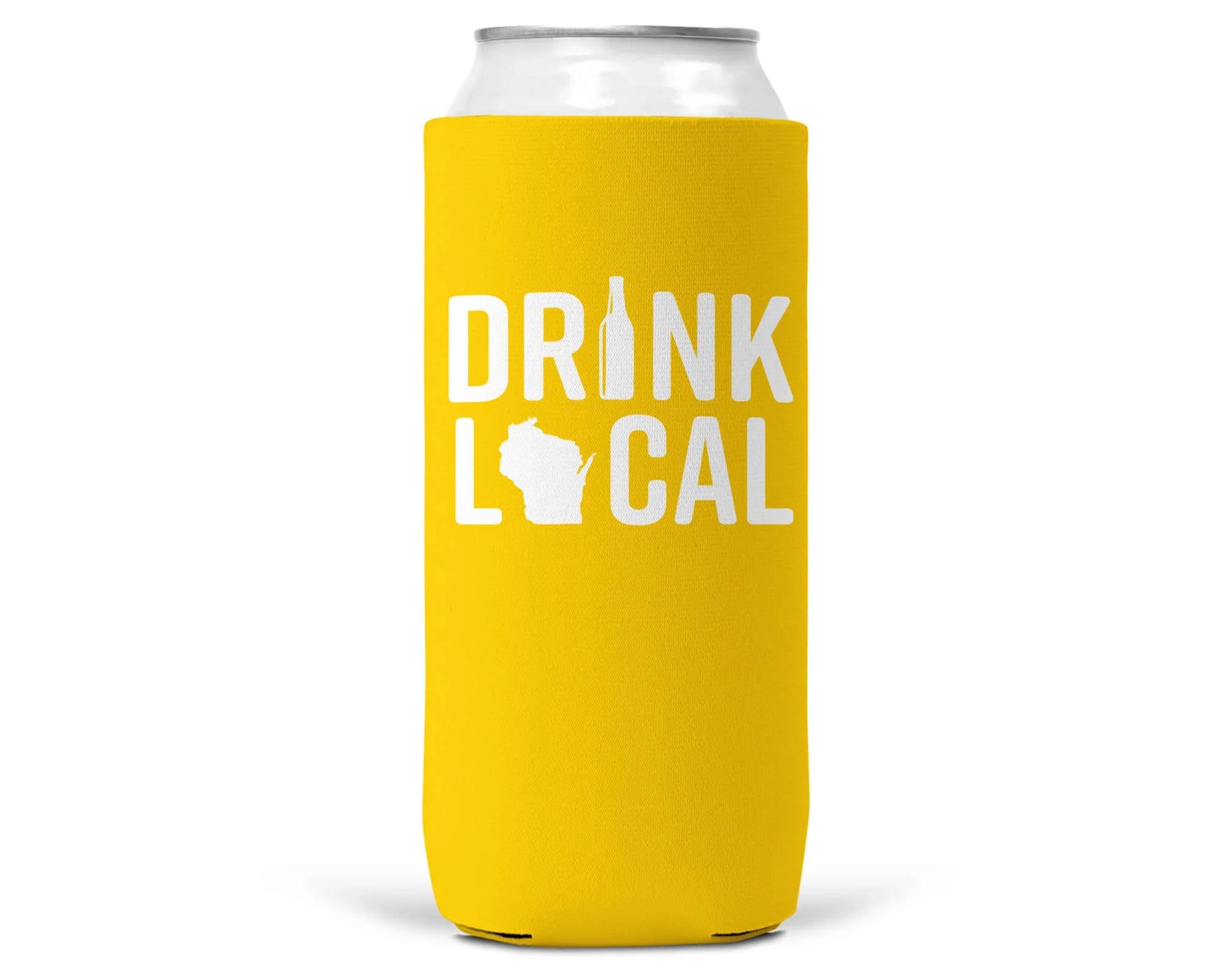 Drink Local Wisconsin SLIM CAN Koozie/Coozie for 12 oz Slim