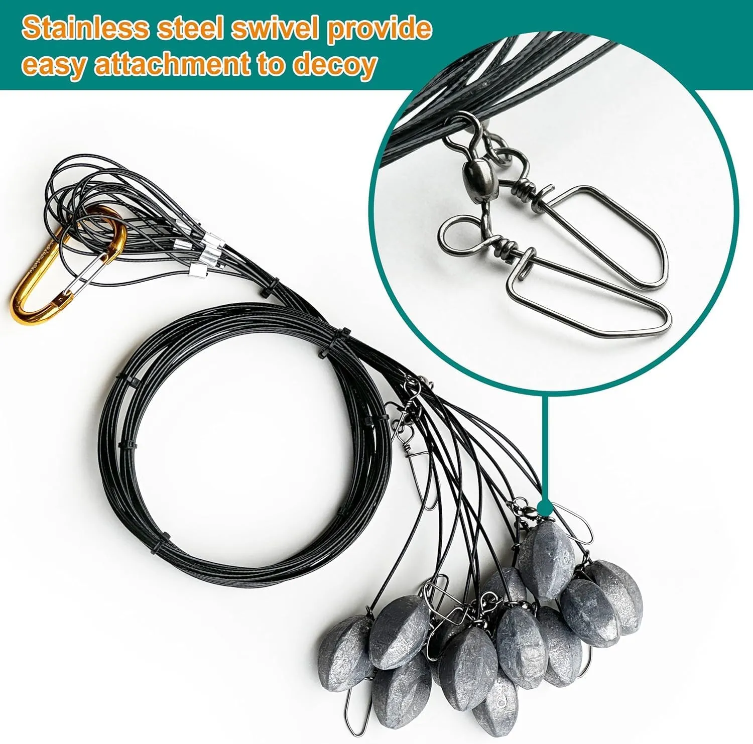 Duck Decoy Rig, 12 Pack Tangle-Free Texas Rigs for Waterfowl Hunting, Quick Setup