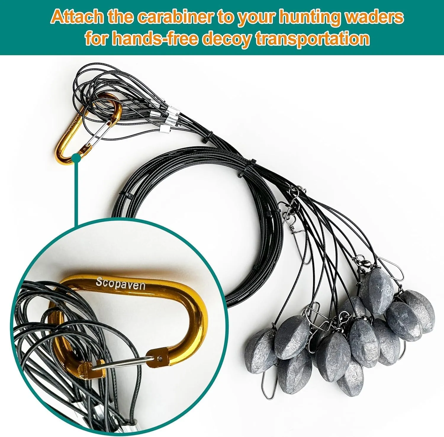 Duck Decoy Rig, 12 Pack Tangle-Free Texas Rigs for Waterfowl Hunting, Quick Setup