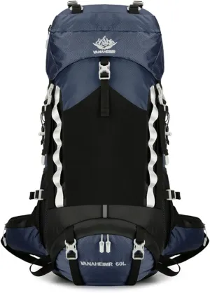 Durable Outdoor Hiking Camping Backpack 60L Capacity Mountaineering Sports Rucksack for Women and Men, Deep Blue, app. 34x25x72cm /13.38x9.84x28.34in
